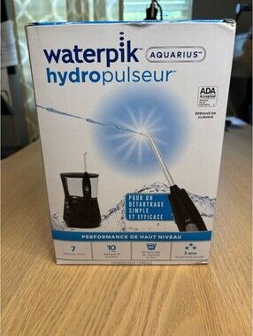 NEW Waterpik Aquarius Water Flosser Black Countertop Oral Irrigator 7 Tips